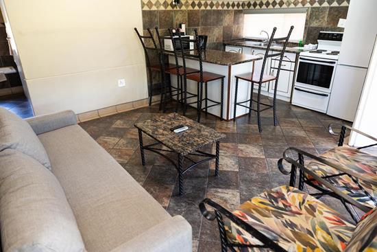 Warmbaths, A Forever Resort: 6-Sleeper Chalet. 2 bedrooms (1 double bed, 2 single beds & 1 double sleeper couch)